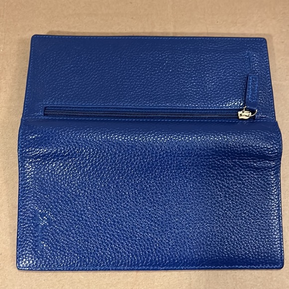 DANTE RFID Ladies Pebbled Leather Wallet Clutch -Blue- like new - Picture 4 of 12